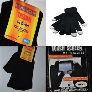 Adults Mens Thermal Fingerless Gloves Warm Winter Glove Black Grey Blue Beige