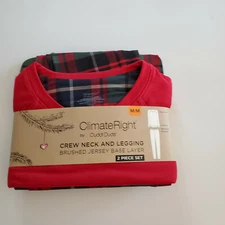 Woman's Climate Right By Cuddl Duds Crew Neck And Leggings 2pc Set Red. FS.