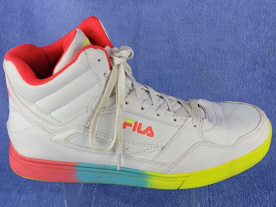 Zapatillas altas Fila Everge para mujer talla 11 blancas de imitación de cuero coloridas Foto 2 de 4