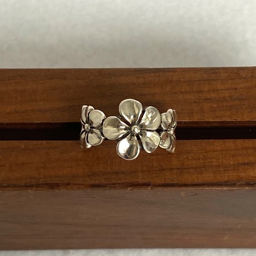 Sterling Silver 925 Floral Plumeria Flower Band Ring Hawaiian Style Sz 6.75 - Picture 7 of 19