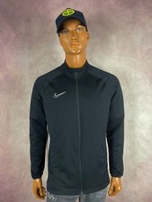 Y2K Nike Full Zip Lined Football Track Jacket Black White Sportswear Size L