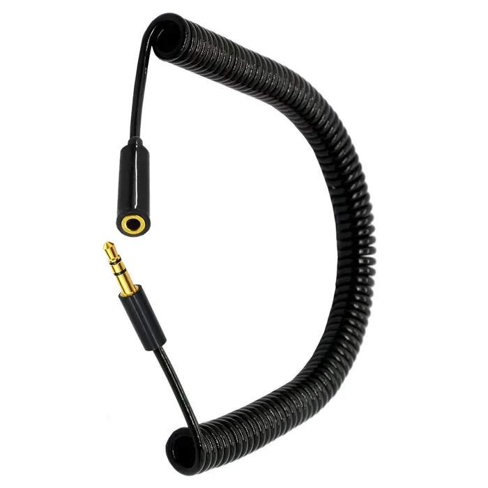 3.5mm 3 Pole Male to 3.5mm Female Coiled Stereo Aux Audio Extension Cable - 3m - Image 3 of 4