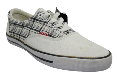 Scarpe da ginnastica uomo Pony plimsolls casual tela bianca taglia uk 7 5 eu 41 imballate