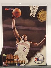 1996-97 NBA Hoops Allen Iverson Rookie Card #295 Philadelphia 76ers Hall Of Fame. rookie card picture