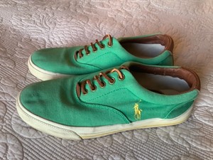 white and green polo shoes