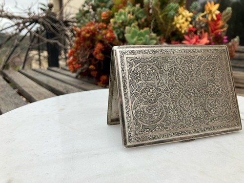 Antique Museum solid silver 84 Cigarette case box handmade needle Engraving - Picture 5 of 17