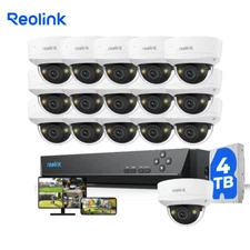 Reolink 12MP PoE Outdoor Security Camera System 16CH 4TB HDD NVR with RLC-1240A