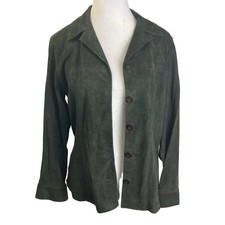 Harolds Women's Small Dark Green Goat Suede Front Jacket~ Fully Lined