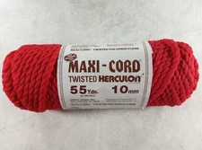 Macrame Craft Cord Maxi Cord Twisted Herculon Brushes Out 55 Yards 10 mm Red