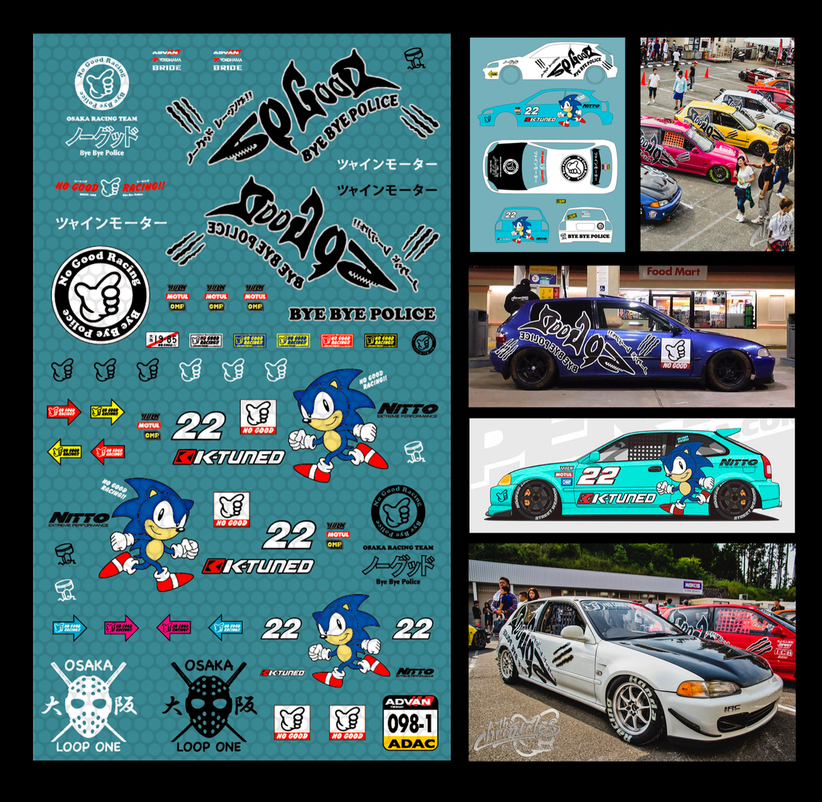 シール 1x Japan NO GOOD Team Waterslide Decals 1/64 for & all Cars Type