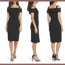 NWT Adrianna Papell Crepe Off the Shoulder Cocktail Dress SZ 4  N999