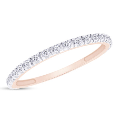 1/4 CT Natural Diamond Accent Wedding Ring 10K Rose Gold Plated Silver