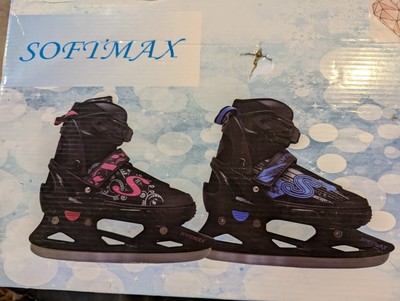 Softmax Pink Adjustable Insulated Ice Skates Hockey Skates Adjust Size Y13 - JR3