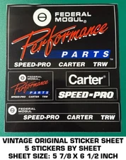 FEDERAL MOGUL PERFORMANCE PARTS  VINTAGE ORIGINAL DECAL STICKER SHEET (5)STICKER