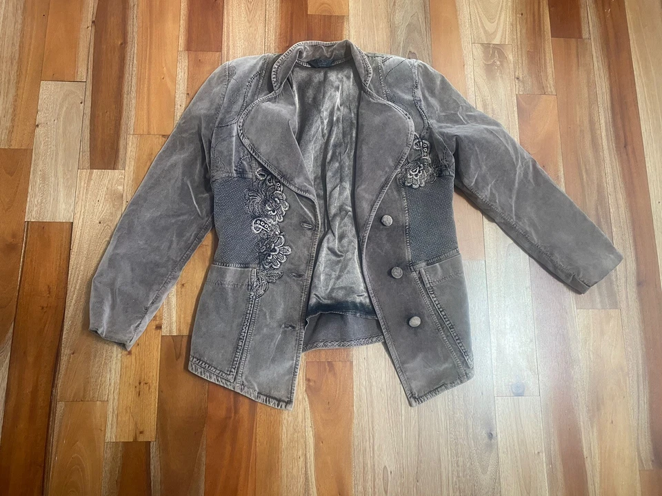 CHAQUETA BLAZER PEZZI MUJER S FLORAL DESGASTADA HECHA EN ITALIA BORDADA Foto 2 de 4