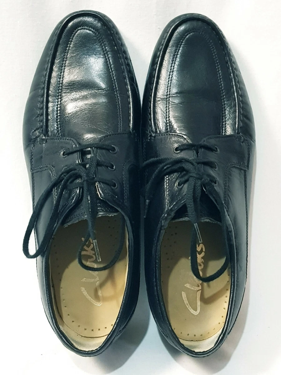 Mens Clarks Shoes Lace up Loafer Style Black padded leather UK