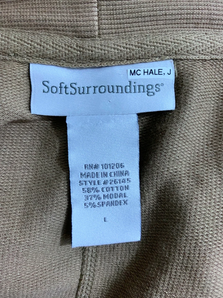 SOFT AROUND Marrón Mezcla Algodón Cordón Cintura Cárdigan Suéter Mujer L Foto 3 de 3