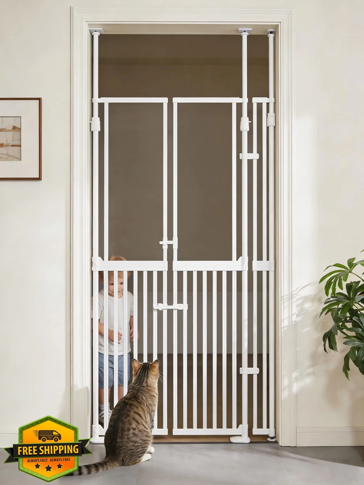 VEYUMILY Tall Pet Gate Auto-Close Double Door
Opens in a new window or tab