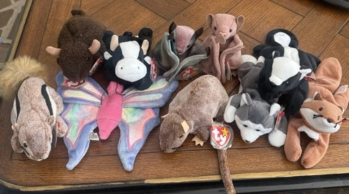 Vtg Ty Lot Of 10 Beanie Babies Woodland And Prairie Animals