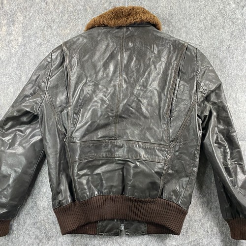 Vintage 70s G-1 USN Leather Flyers Flight Bomber Jacket Men 38 Navy J Riggins - Picture 13 of 18