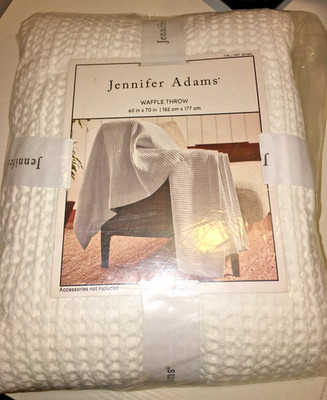 NEW WHITE Jennifer Adams Cotton Waffle Throw BLANKET COUCH CHAIR LAP 60'' X 70''