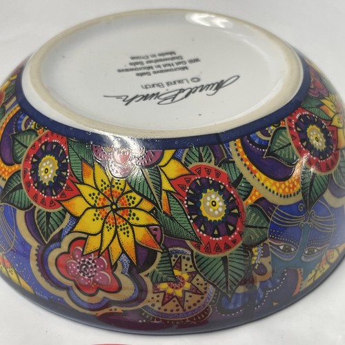 Laurel Burch Carlotta Cats Small Bowl Trinket Dish Floral Ceramic 5” | W98 - Picture 7 of 9