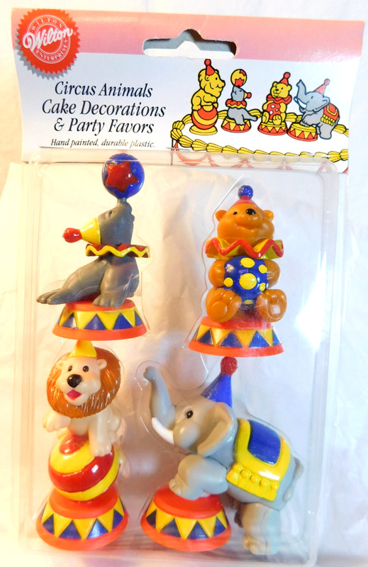 Vintage Wilton Cake Decorations Circus Animals Party Favors 1994 Mint in Package