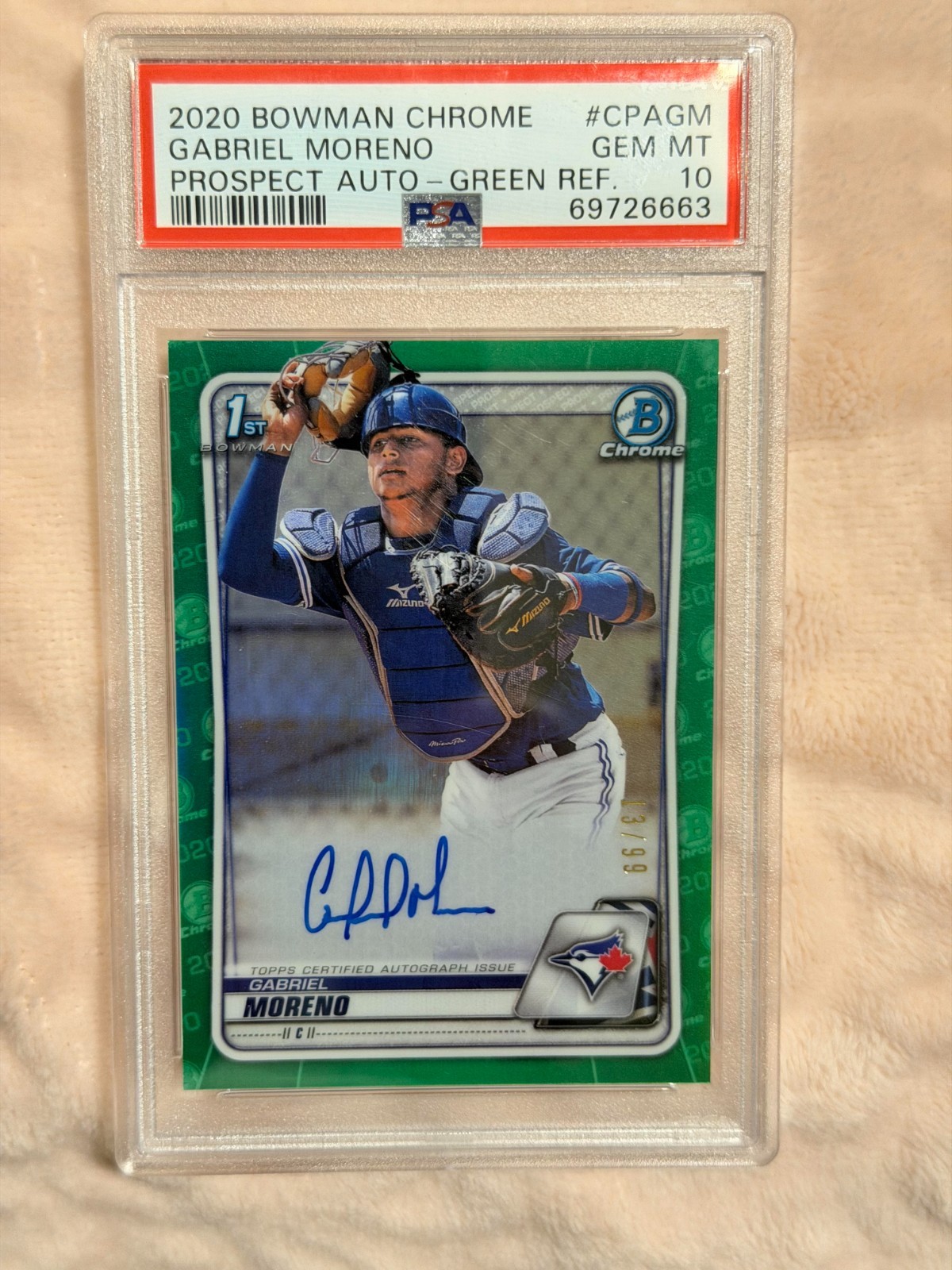 2020 Gabriel Moreno Bowman Chrome 1st Green Ref. Auto /99 PSA 10