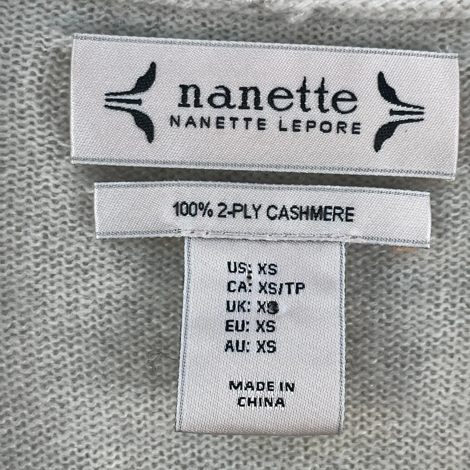 Chaleco cárdigan Nanette Lepore para mujer XS sin mangas 2 capas 100 % cachemir frente abierto Foto 4 de 4