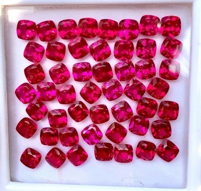Stunning Red Ruby Burmese Cushion Cut 40+ Ct 26 Pcs Natural EGL Loose Gemstone
