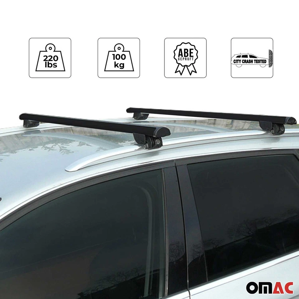 Bagageiros de teto 220 libras para BMW 3 Series E91 Wagon 2005-2012 alumínio preto - Imagem 3 de 4