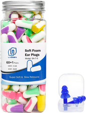 Soft Foam Ear Plugs for Sleeping, 60 Pairs, 38Db SNR, Multicolor