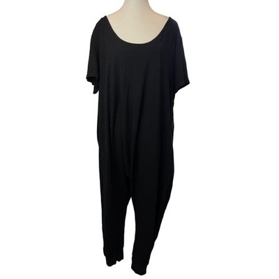 Jaded Gypsy Black Cotton Union Suit Harem Jumpsuit L/XL Boho Lounge Drop Crotch