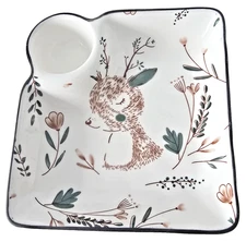 nordic ceramic reindeer chip and dip plate server 6.5″ x 7″ christmas decor