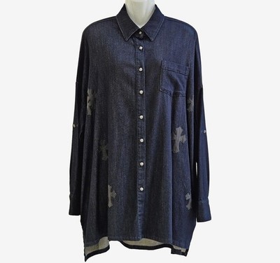 Chrome Hearts Leather Patch Indigo Denim Shirt JT8LPTG1 156991161