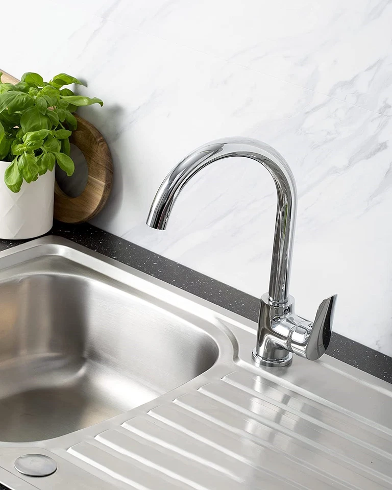 Bristan Cascade Cadence Kitchen Tap Chrome Single Lever + Fixings + Flexi Pipes - Image 3 of 4