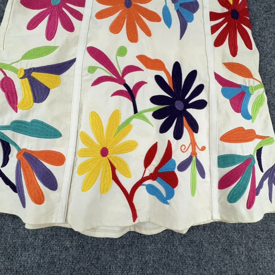 Falda Tory Burch Mujer 8 Crema Colorida Floral Bordada Algodón Boho Foto 4 de 4