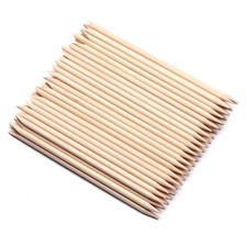 100 Pcs Orange Wood Nail Sticks Double Sided Cuticle Pusher