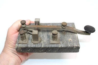 VINTAGE 1900s OLD CLAPP EASTHAM MARBLE BASE SPARK GAP RADIO TELEGRAPH KEY