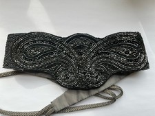 VTG Christian Dior "Ceintures" Dark Gray Hand Beaded Belt Paris New York Tie