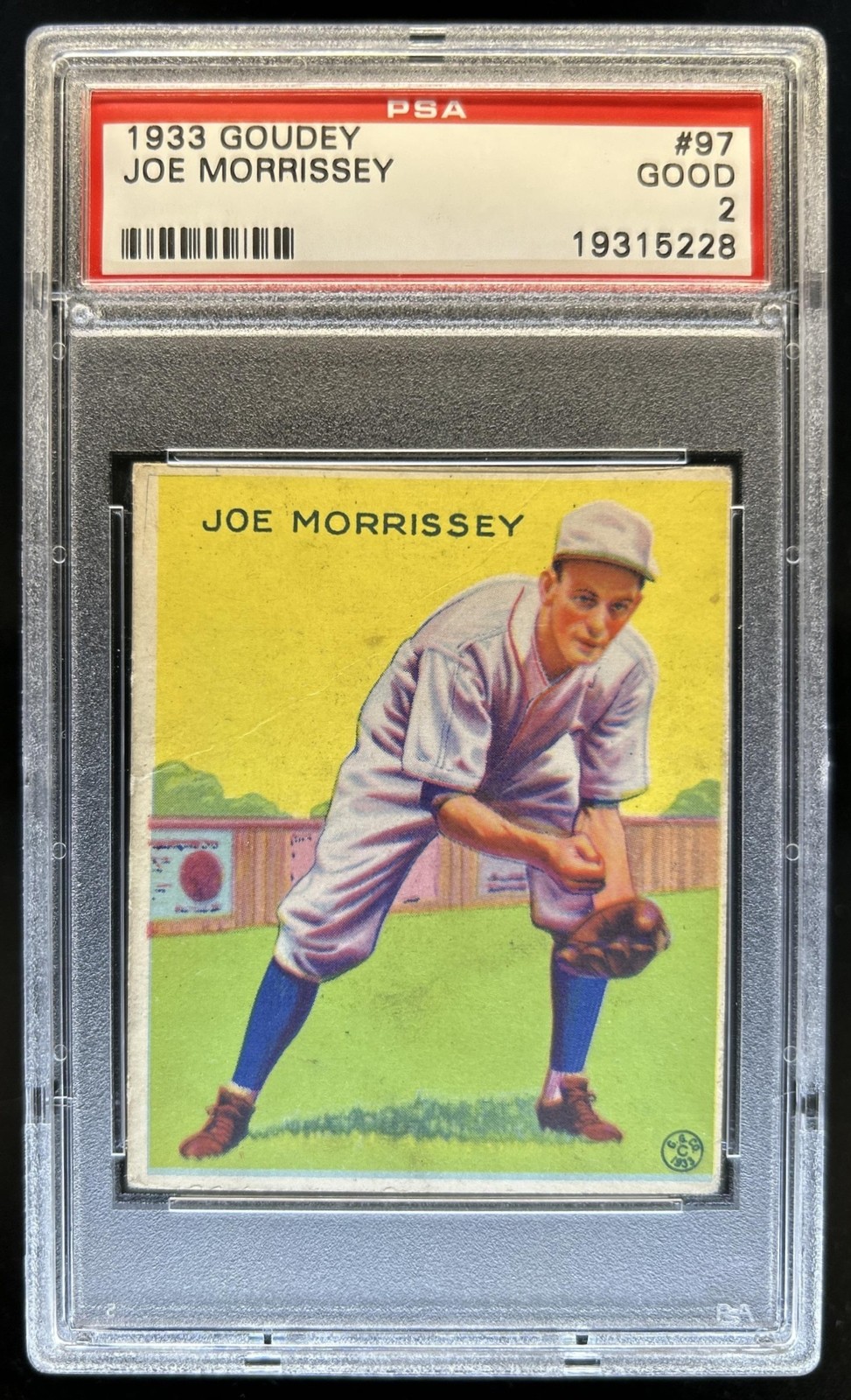 1933 Goudey R319 Joe Morrissey Rookie RC #97 Reds PSA 2