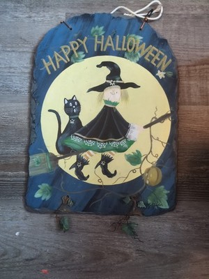 Kathy Hatch Collection 2001  Holloween Slate  Wall Or Door Hanger 