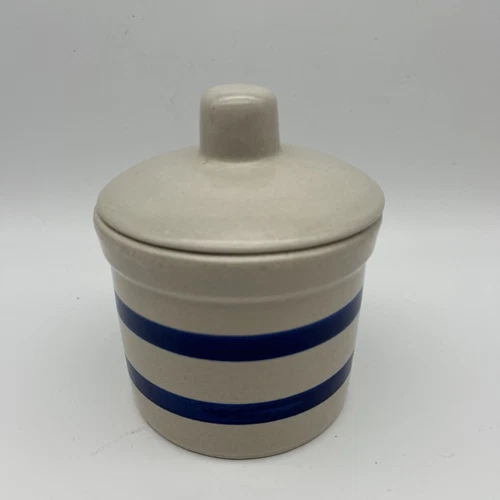 Robinson Ransbottom Co. RRP Blue Band Stripe 1 pint Crock Roseville OH Lid