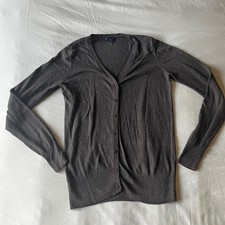 Gap Dark Gray Button Front V-Neck Cardigan Sweater Long Sleeve Regular Size S