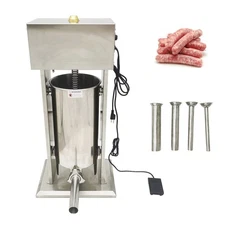 110V 15L Electric Sausage Stuffer 4 Filling Funnels Vertical Sausage Filler