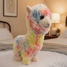 Rainbow Lola Alpaca Plush Toy Stuffed Animal Fluffy Llama Multicolor Cuddly Soft