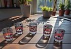 5 VTG Anchor Hocking Fitz Scottie Dog Tartan Plaid Lowball Glasses