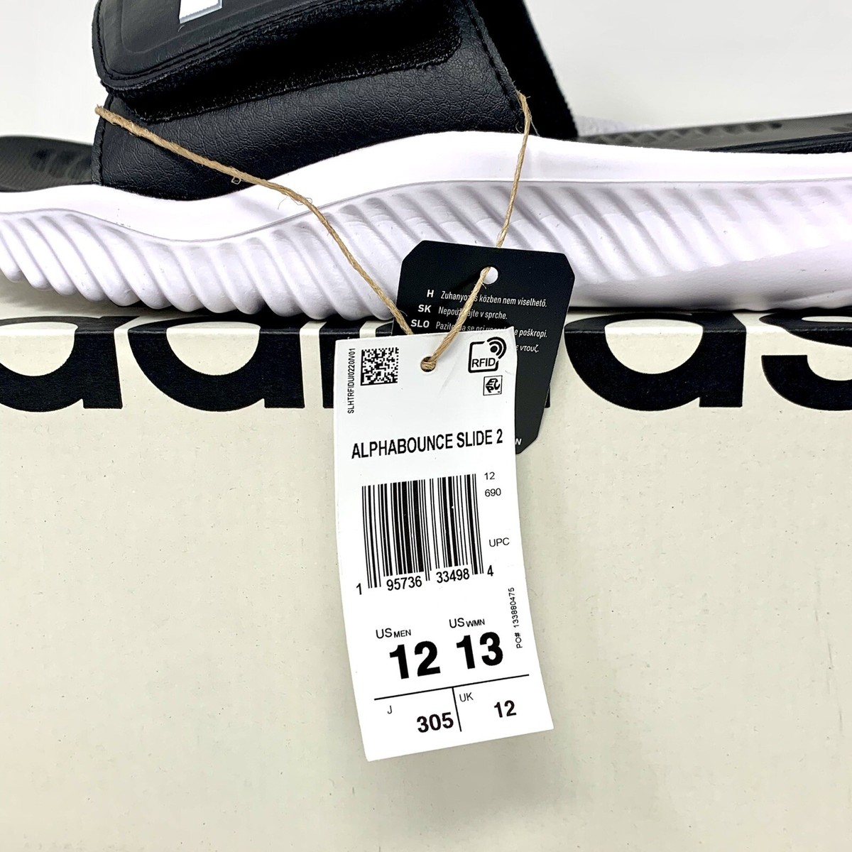 【ADIDAS】男女 GY9415 ALPHABOUNCE SLIDE 2 New Adidas Original ALPHABOUNCE SLIDE 2.0 BLACK / WHITE