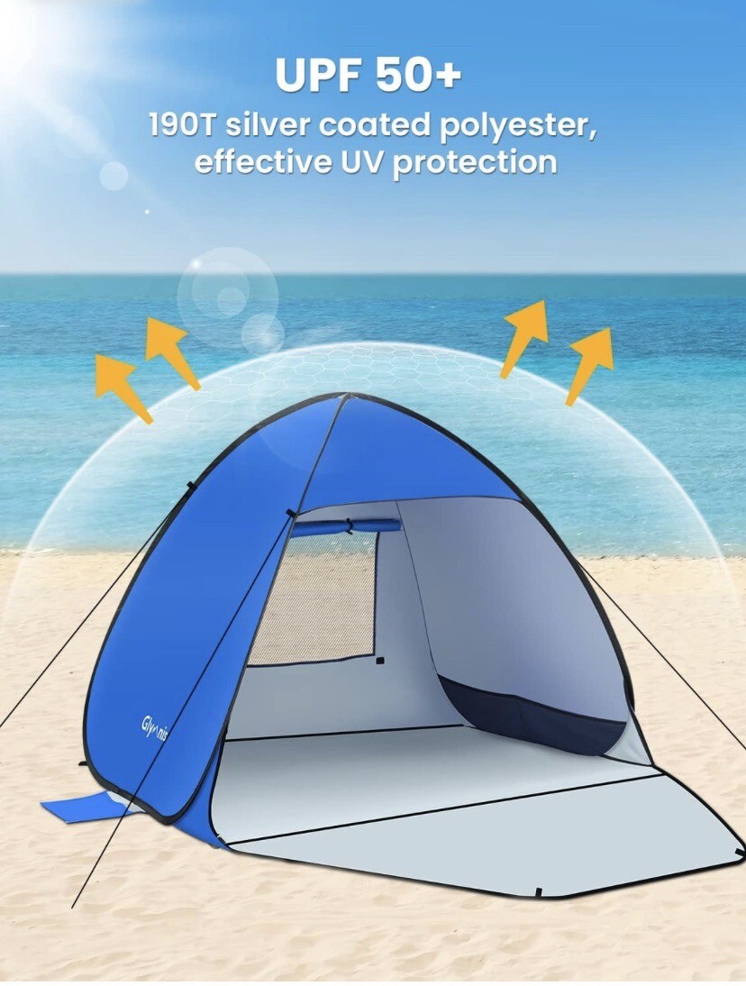 Glymnis Pop Up Beach Tent for 34 Person L Automatic Portable Sun Shade