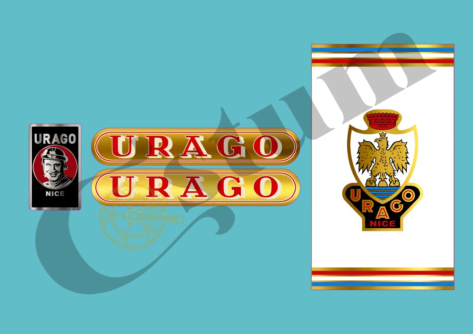 Autocollants URAGO vélo vintage kit de stickers cadre de bicyclette en vinyle blanc